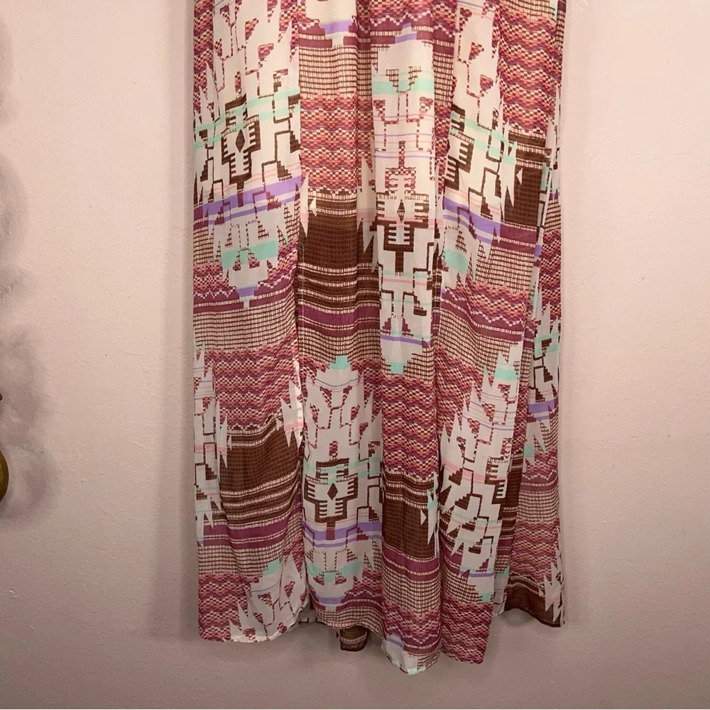 Juniors XL Forever 21 Maxi Dress Sleeveless Boho Southwest Western Lined Orange